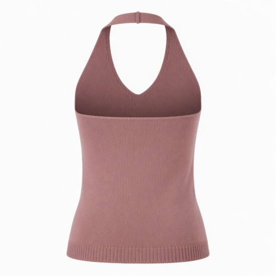 Fashion Knitwear Knitted Camisole Vintage Singlet tank Top Fitted Halter Knit Top