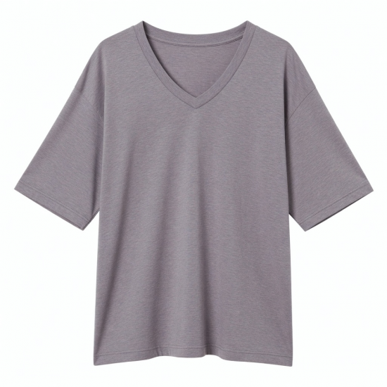Tri Blend Half Sleeve T Shirts Fashion V Neck Oversized Loose Tops Solid Casual Basic Blouses