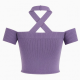 Halter Tops Knitted Off Shoulder Crop Tops Cross Strappy Sexy Tank Tops Summer Y2K Camis for