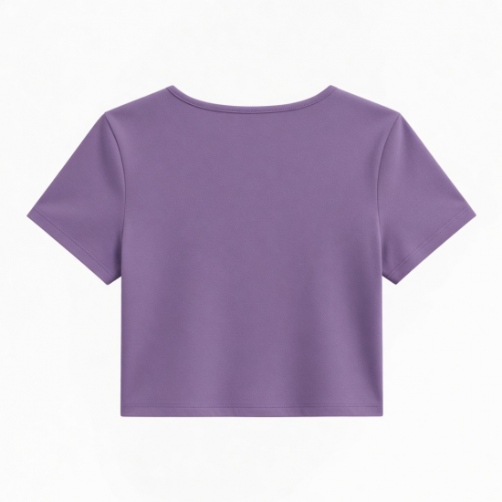 Fengway T-shirts Tee Top Square Collar Crop Tops Solid Color Short Sleeve T-Shirt for