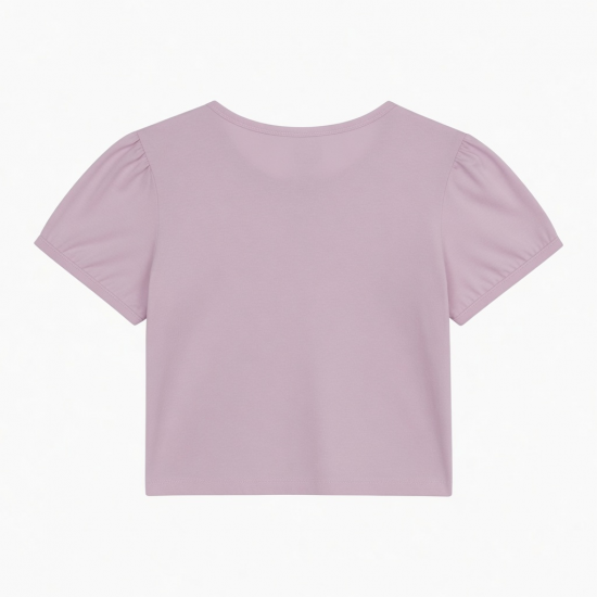 Certified2026 Baby Tee T-shirts Crop Top Puff Rhinestone Plain Sexy Fitted Thin Blank Shirt for Woman Lower