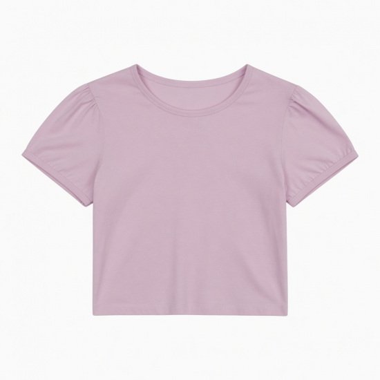 Certified2026 Baby Tee T-shirts Crop Top Puff Rhinestone Plain Sexy Fitted Thin Blank Shirt for Woman Lower