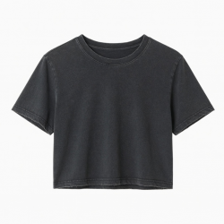 Special Round Neck Crop Top and Short Sleeves Washed Short Sleeve Crop Tops for