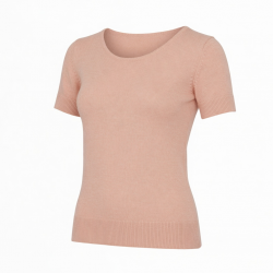 Summer Short Sleeved T-Shirts High Waisted Tight Fitting Tops Sexy Exposed O-Neck Casual Knitted