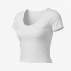 Clothes Low-Cut U-Neck Short-Sleeved Solid Color Pure Sexy Tight Short Top Summer T-Shirt