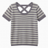Fashion Comfortable Skin Friendly Knitted Lady Stripe T-shirt Wide Shoulder Strap Cross Shaped Top Lower
