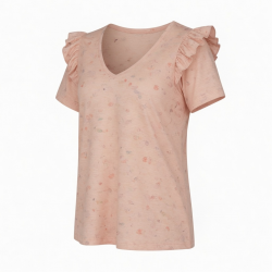 New Sexy Club T-Shirts Short Sleeve V-Neck Casual Tops With Petal Sleeve Summer Print Clothing Reorder rate