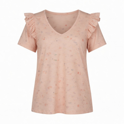 New Sexy Club T-Shirts Short Sleeve V-Neck Casual Tops With Petal Sleeve Summer Print Clothing Reorder rate