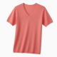 Summer V-neck Short Sleeve T-shirt Fashion Lady Tops Knitwear Solid Color Casual T-shirt