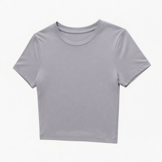 Breathable Crew Neck Crop Top T-Shirt Sports Leisure Short Sleeves Sportswear Skinny Fit Polyester/Rayon All