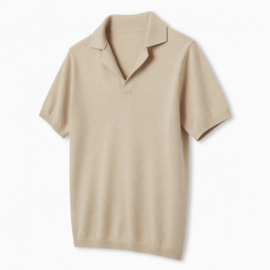 Comfortable Solid Lapel V Neck Cotton Knit Pullover Shirt Casual Short Sleeve Sweaters Tops Classic Design