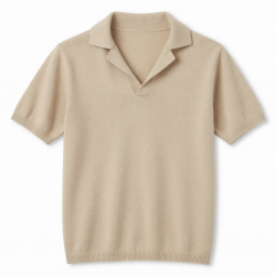 Comfortable Solid Lapel V Neck Cotton Knit Pullover Shirt Casual Short Sleeve Sweaters Tops Classic Design