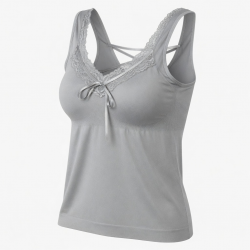 Lace Splicing Neckline Silver Ribbon Seamless tank Top Backless Tops Bra for Full Cup