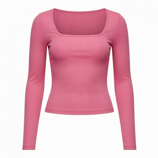 Y2K Hot Girl Sexy Long Sleeve T Shirt Square Neck Slim Short Threaded Pit Strips T-Shirt