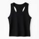 Summer Fitness Tank Tops Breathable Knitted Ribbed Casual Short Length Black Color