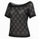 Shiny Rhinestone Off Shoulder Tops Windmill Pattern Mesh Tee Tops Nightclub Short Sleeve Shirts for Lowest