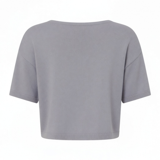 Summer Crop Top Quick-Drying Casual Loose Fit Knitted T-Shirt with Solid Color for Running and Exercise Lower