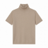 Hook Closure High Stretch Turtleneck Top Casual Slim Fit Short Sleeve Solid Color Summer Knitted