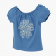 Supply Tops Blue Rhinestone Flower Tee Tops Girls Short Sleeve Off Shoulder Shirts