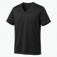 Deep V-Neck T-Shirt Polyester Quick Dry Summer Tops with Breathable Feature Solid Black Pattern180-day