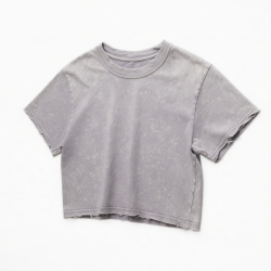 Crop Top T-Shirt Acid Wash Vintage Cut Cotton Tshirts Sexy Girl for Tee Cropped T-shirt Streetwear Lower