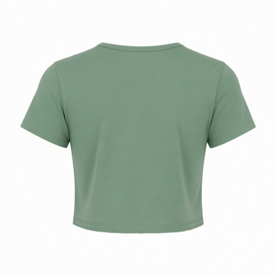 Slim Fit Crop Top T-Shirts Solid Color Casual Stylish Eco-Friendly Zip up Lightweight Breathable T-shirts