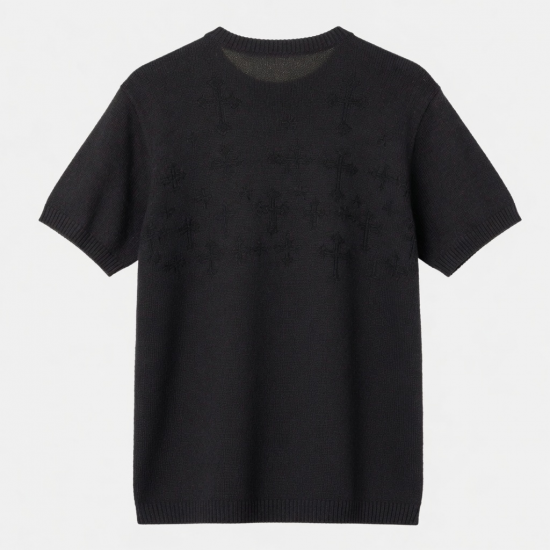Y2K Vintage Streetwear Regular Fit Knitted Eco-Friendly Breathable Summer T-Shirt for Crew Neck Dark Gothic